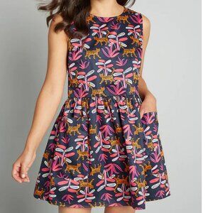 Modcloth Navy and Pink Patterned Mini Dress